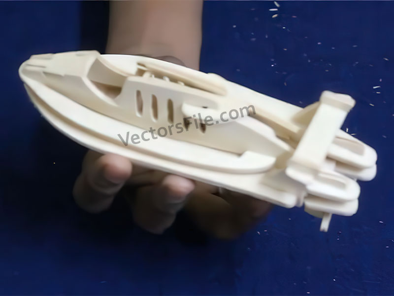 Laser Cut Speed Boat Ship Toy 3D Puzzle Model Kit Vector File