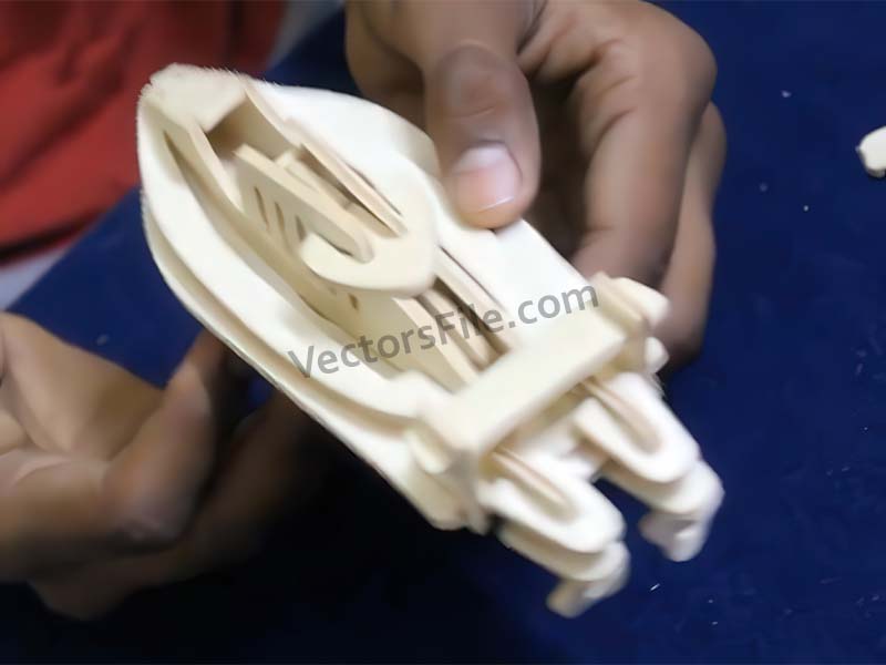 Laser Cut Speed Boat Ship Toy 3D Puzzle Model Kit Vector File