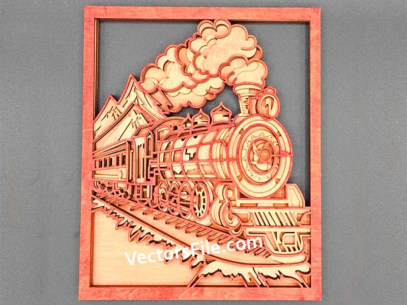Laser Cut Multilayer Train Wall Frame Design Room Wall Art Decor Idea