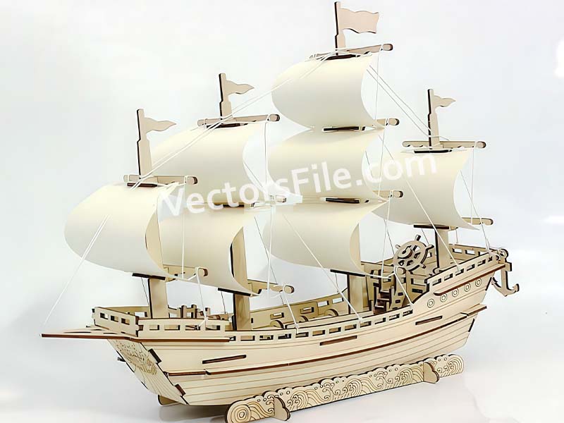 Laser Cut Sailboat 3D Puzzle Wooden Ship Model Kit