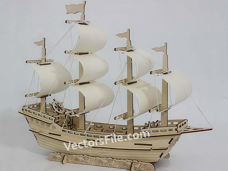 Laser Cut Sailboat 3D Puzzle Wooden Ship Model Kit
