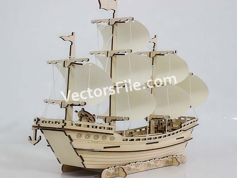 Laser Cut Sailboat 3D Puzzle Wooden Ship Model Kit