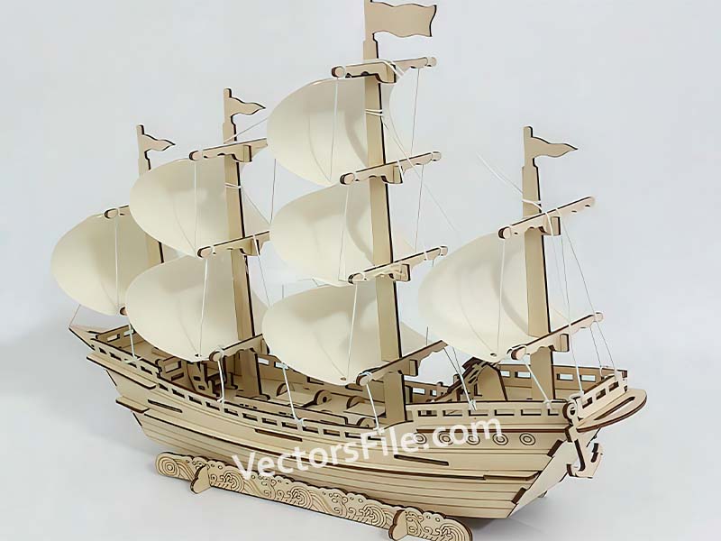 Laser Cut Sailboat 3D Puzzle Wooden Ship Model Kit