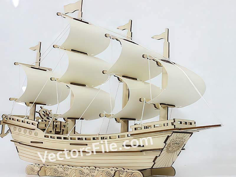 Laser Cut Sailboat 3D Puzzle Wooden Ship Model Kit