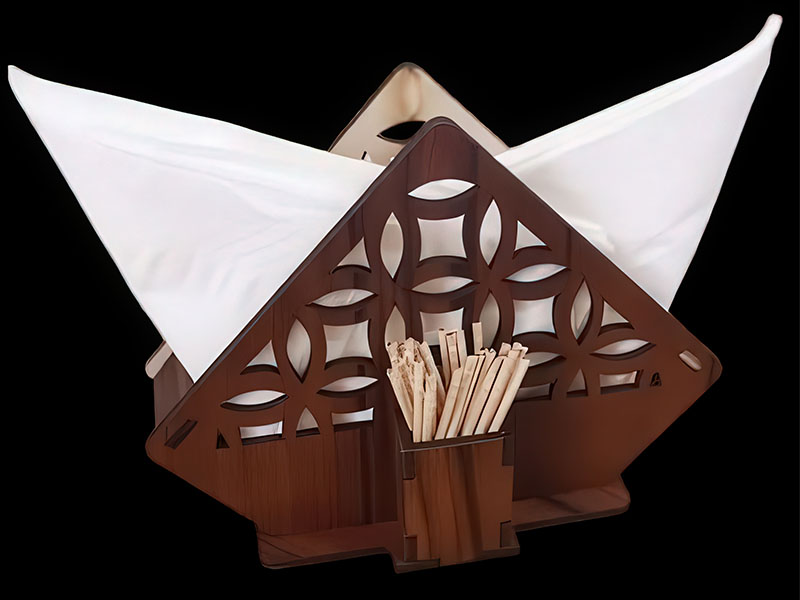 Laser Cut Tissue Paper with Toothpick Holder Napkin Stand for Dining Table