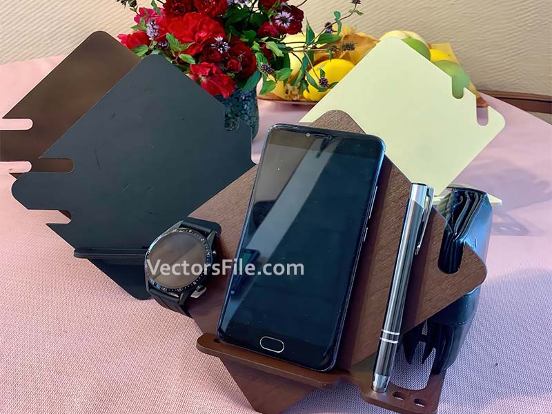 Laser Cut Docking Station for Men Office Desk Organizer