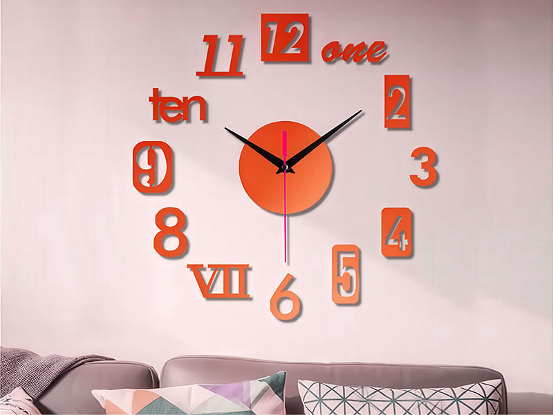 Laser Cut Large 3D Digit Number Wooden Wall Clock Template