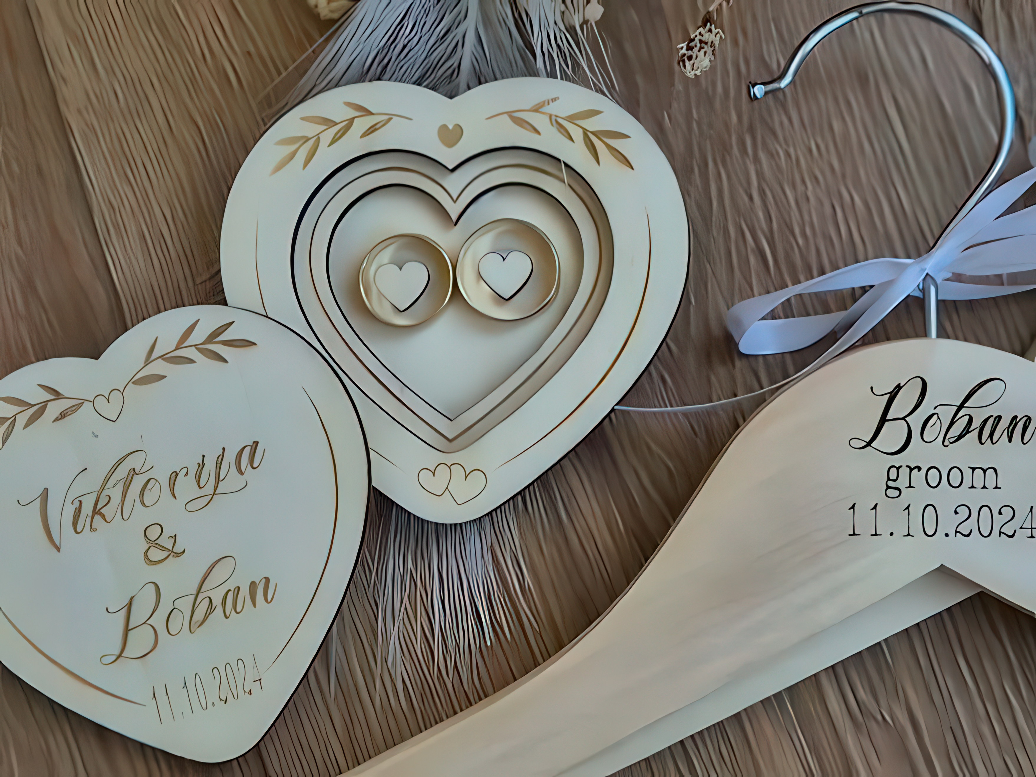 Laser Cut Heart Shape Wedding Ring Box Wooden Jewelry Box Design
