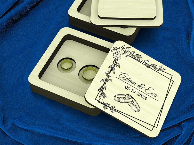 Laser Cut Square Ring Box Wedding Gift Box Template