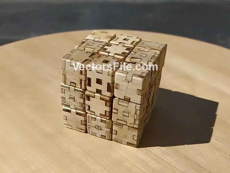 Laser Cut Rubik Cube Game 3×3 Wooden 3D Puzzle Model Kit