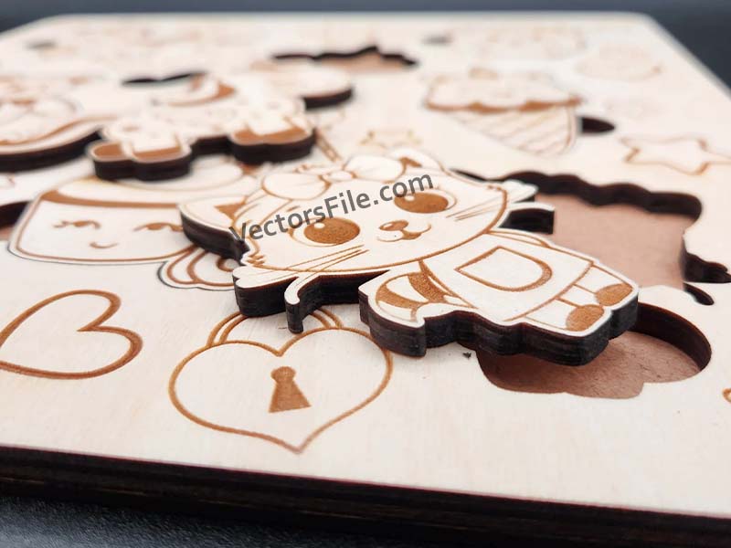 Laser Cut Cute Cartoon Kids Educational Toy Jigsaw Puzzle Board