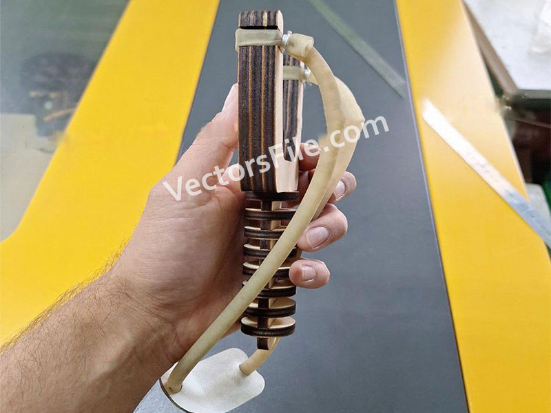 Laser Cut Wooden Slingshot Weapon Vector File