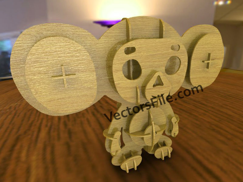 Laser Cut Cartoon Character Cheburashka 3D Puzzle Model Kit