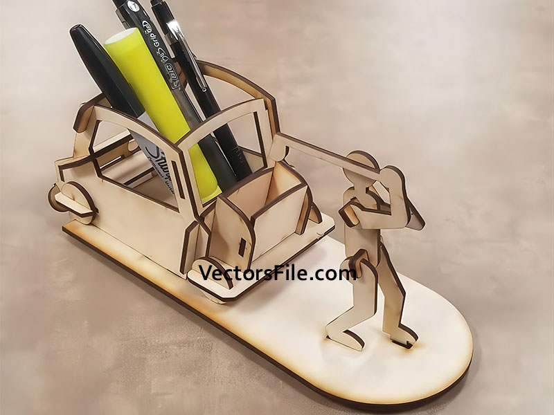 Laser Cut Golf Pen and Pencil Holder Design Organizer