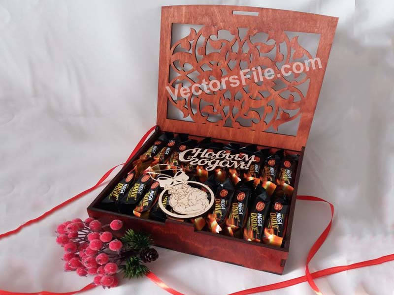 Laser Cut Chocolate Gift Box Design Valentines Day Wood Box