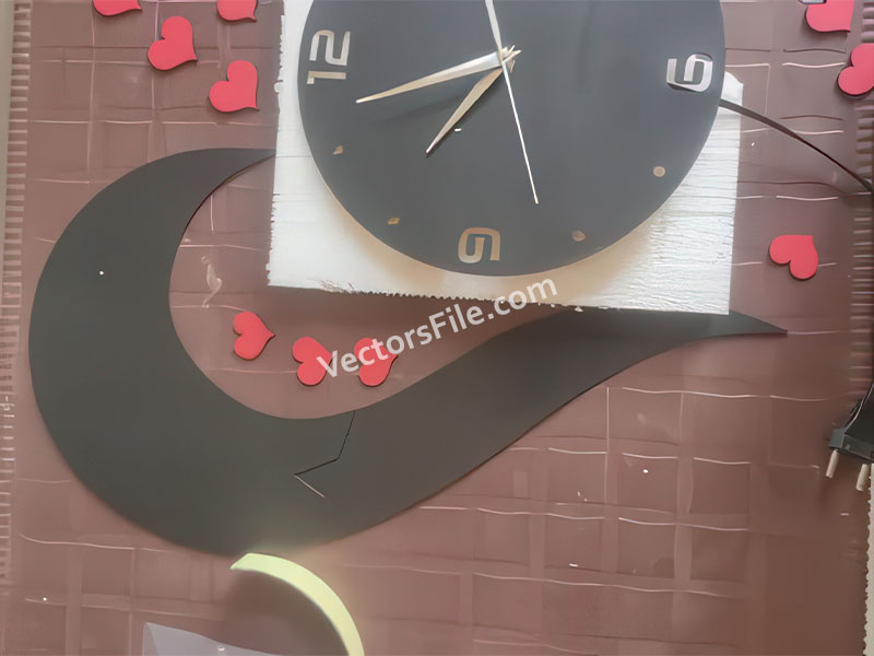 Laser Cut Chand Hub Heart Shape Wall Clock Wall Decoration Idea
