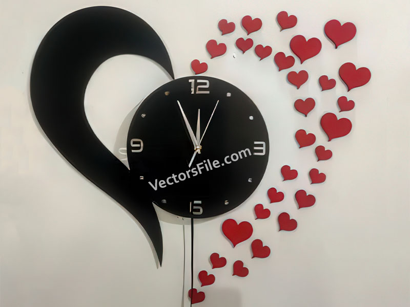 Laser Cut Chand Hub Heart Shape Wall Clock Wall Decoration Idea