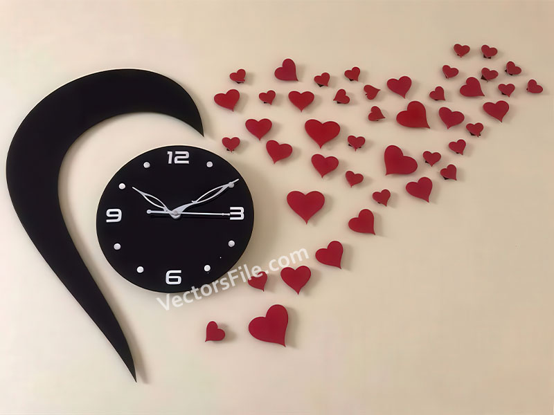 Laser Cut Chand Hub Heart Shape Wall Clock Wall Decoration Idea