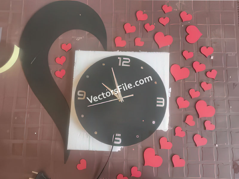 Laser Cut Chand Hub Heart Shape Wall Clock Wall Decoration Idea