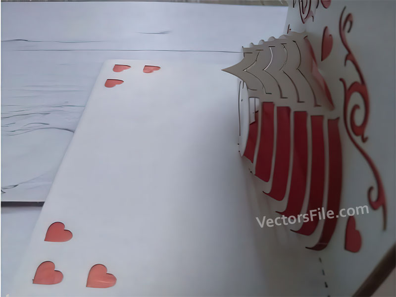 Laser Cut Paper Craft 3D Heart Pop Up Invitation Card for Special Occasion