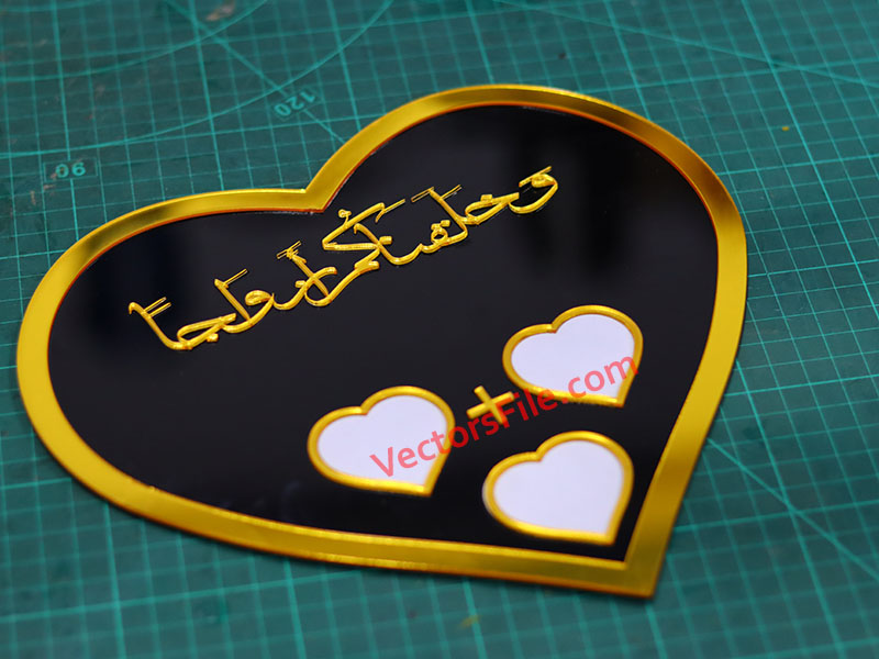 Laser Cut Acrylic Heart Shape Nikah Thumb Board Wedding Gift Template