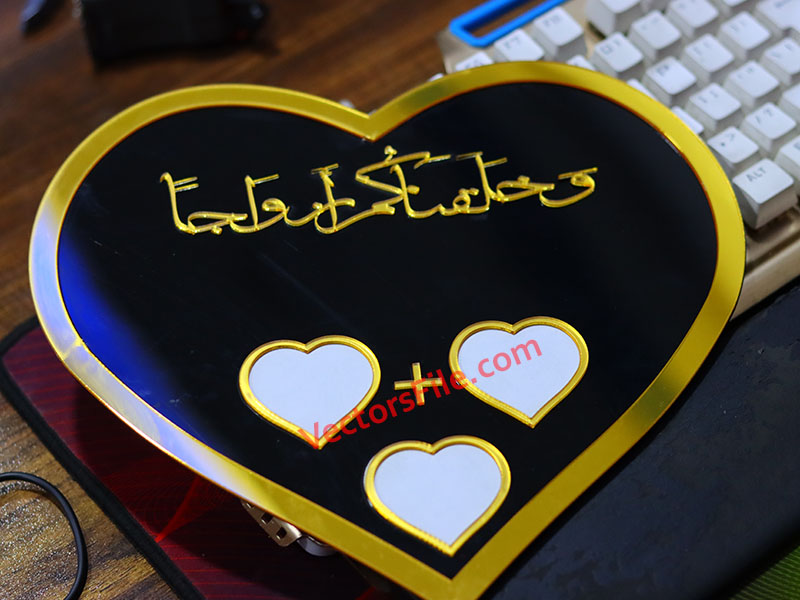 Laser Cut Acrylic Heart Shape Nikah Thumb Board Wedding Gift Template