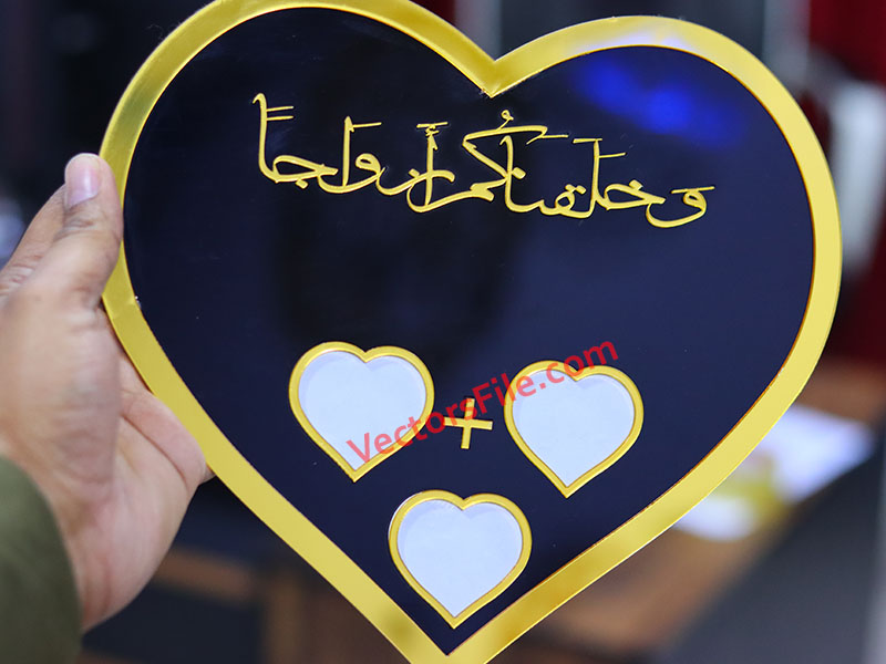 Laser Cut Acrylic Heart Shape Nikah Thumb Board Wedding Gift Template