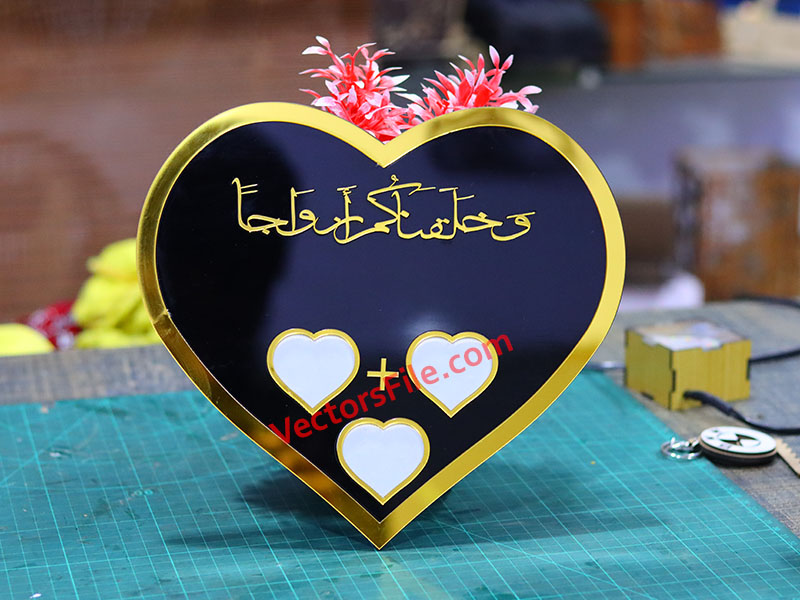 Laser Cut Acrylic Heart Shape Nikah Thumb Board Wedding Gift Template