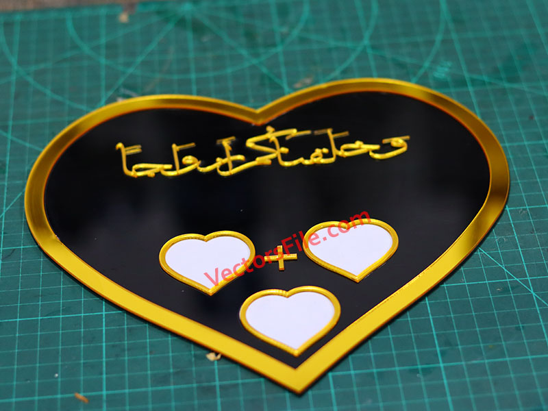 Laser Cut Acrylic Heart Shape Nikah Thumb Board Wedding Gift Template