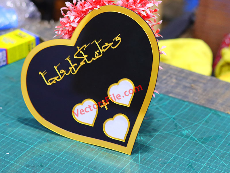 Laser Cut Acrylic Heart Shape Nikah Thumb Board Wedding Gift Template