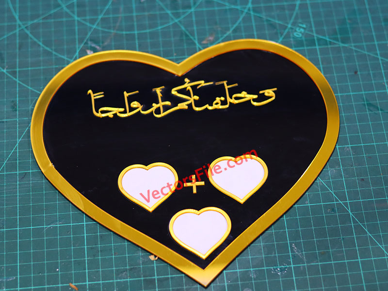 Laser Cut Acrylic Heart Shape Nikah Thumb Board Wedding Gift Template