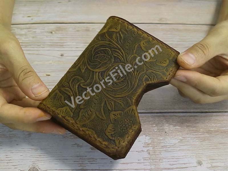 Laser Cut Leather Wallet Card Holder Pouch Pattern