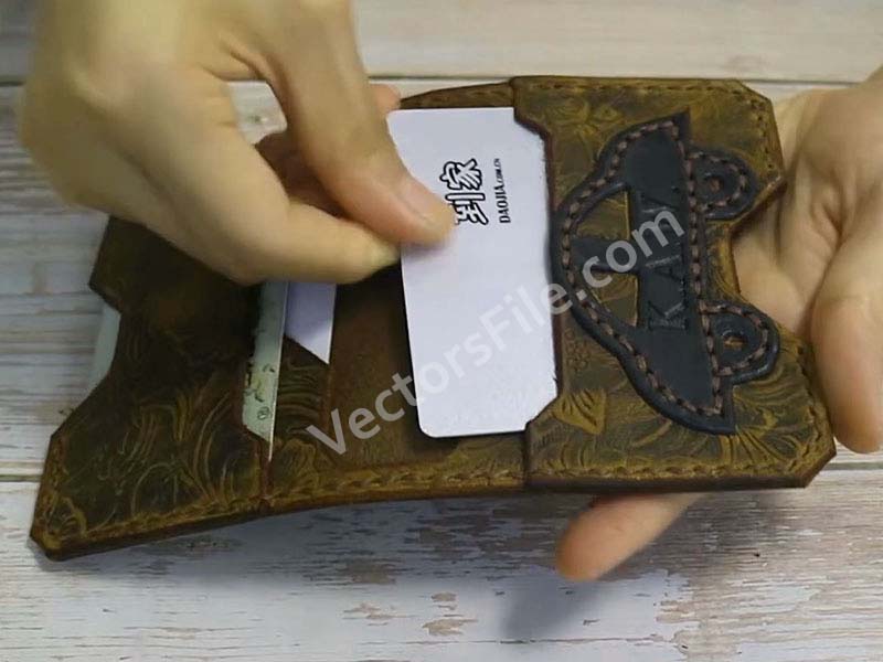 Laser Cut Leather Wallet Card Holder Pouch Pattern