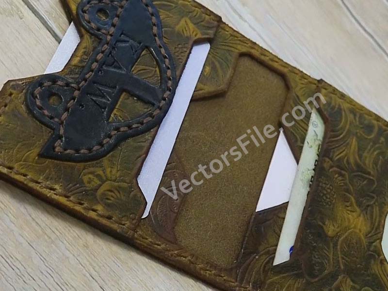 Laser Cut Leather Wallet Card Holder Pouch Pattern