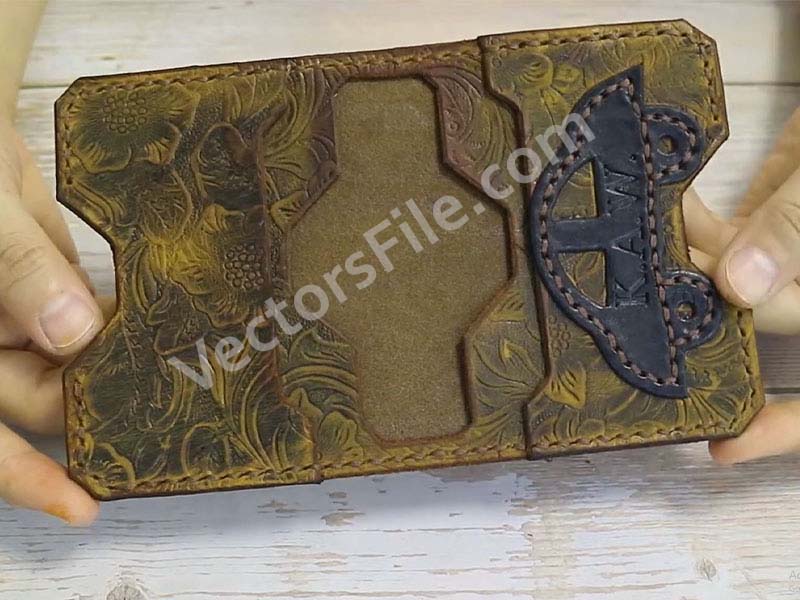 Laser Cut Leather Wallet Card Holder Pouch Pattern