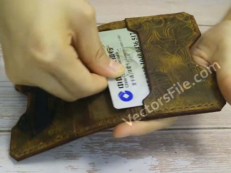Laser Cut Leather Wallet Card Holder Pouch Pattern