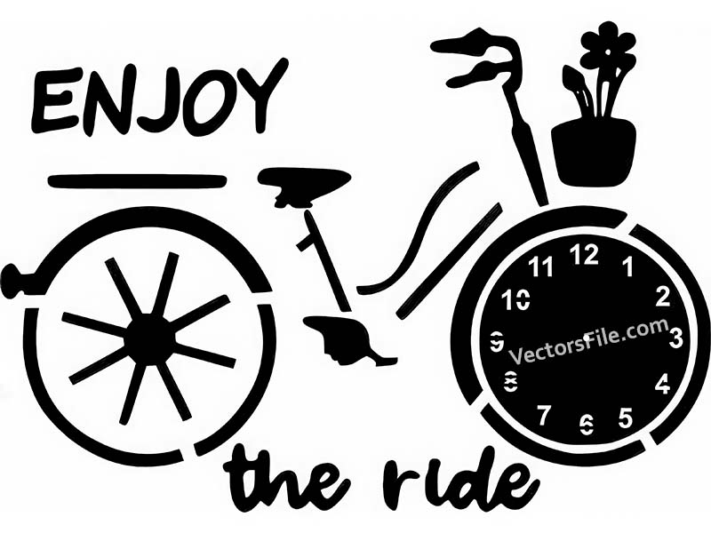Laser Cut Enjoy the Ride 3D Bicycle Wall Clock Design