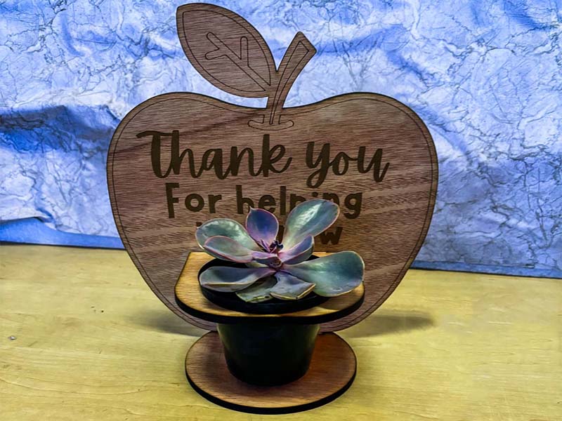 Laser Cut Apple Shaped Wooden Plant Holder Stand Template