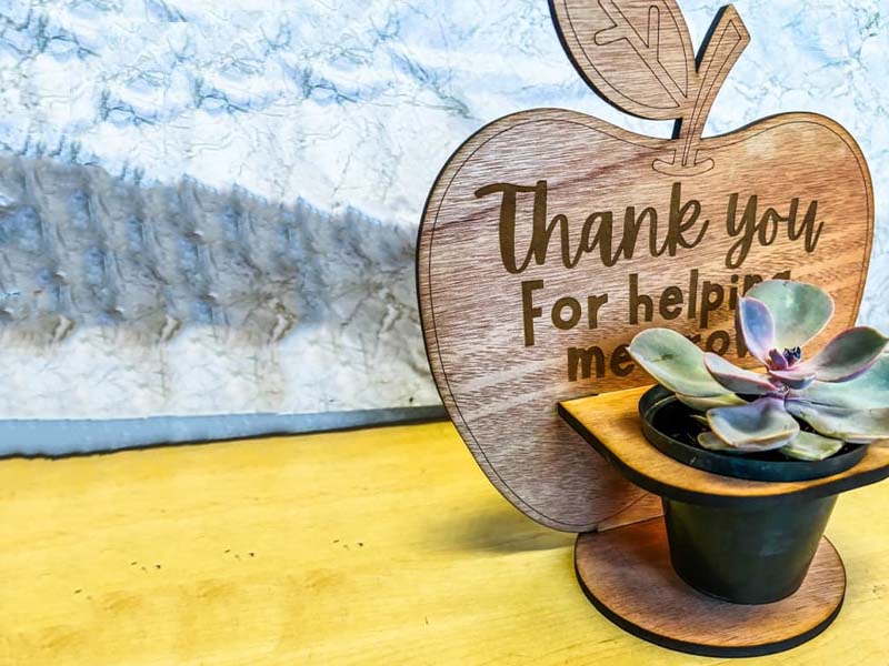 Laser Cut Apple Shaped Wooden Plant Holder Stand Template