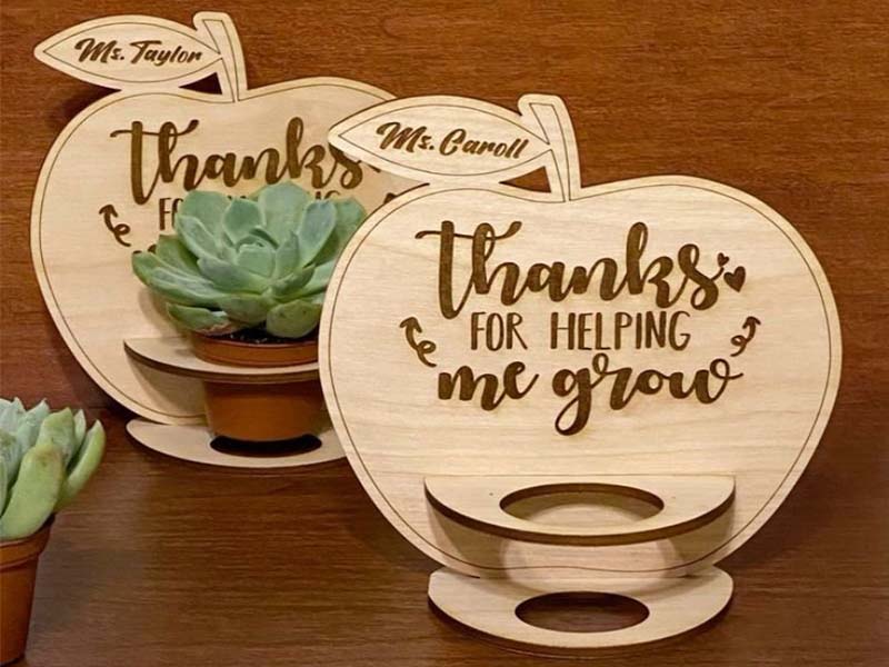 Laser Cut Apple Shaped Wooden Plant Holder Stand Template