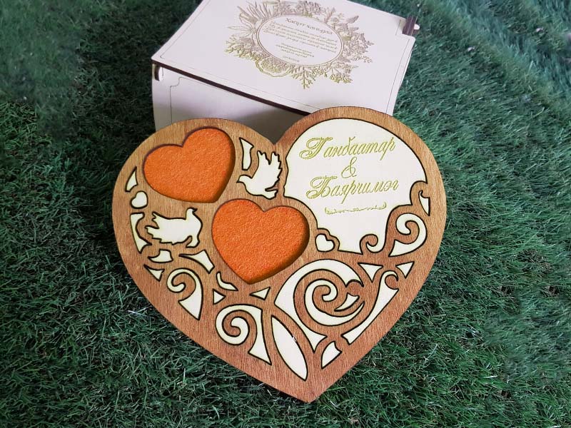 Laser Cut Heart Shape Engagement Ring Holder Gift Idea