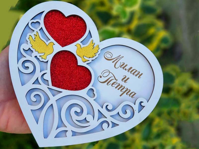 Laser Cut Heart Shape Engagement Ring Holder Gift Idea