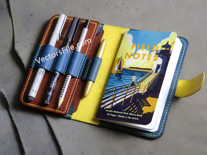 Laser Cut Leather Wallet with Notebook and Passport Pocket Template