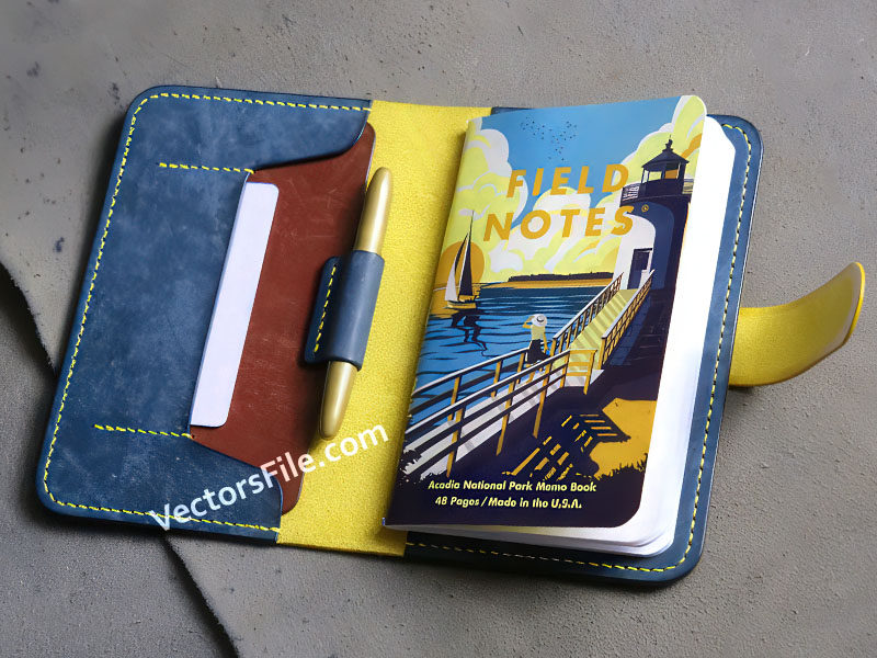 Laser Cut Leather Wallet with Notebook and Passport Pocket Template
