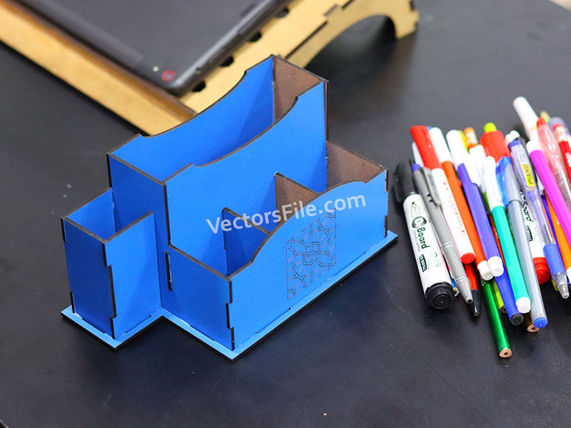 Laser Cut Office Desk Organizer Pen and Pencil Holder Template