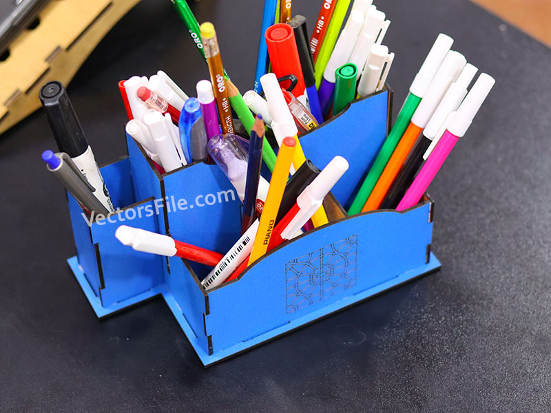 Laser Cut Office Desk Organizer Pen and Pencil Holder Template