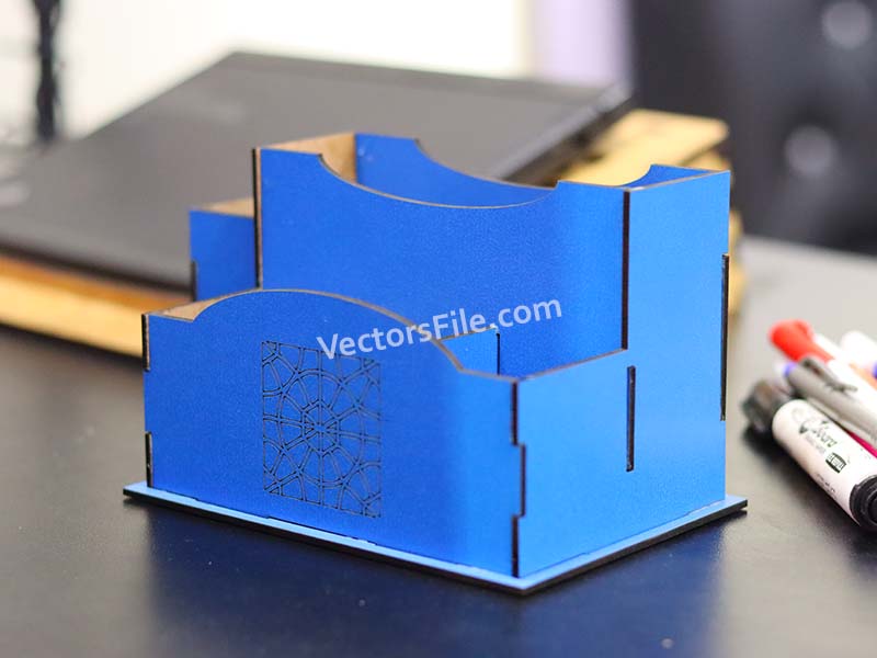 Laser Cut Office Desk Organizer Pen and Pencil Holder Template