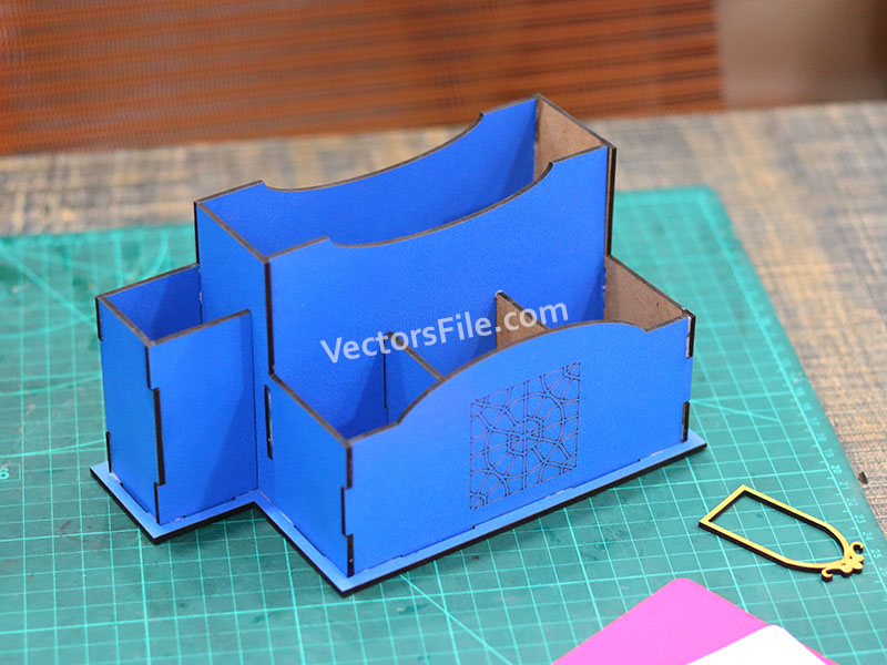 Laser Cut Office Desk Organizer Pen and Pencil Holder Template