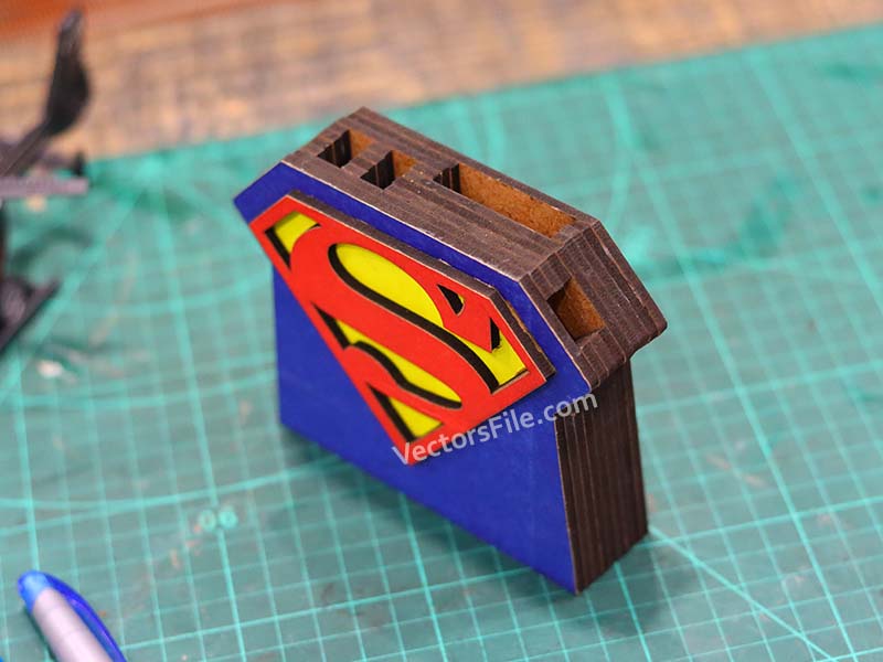 Superhero Laser Cut Wooden Pen and Pencil Holder for Kids