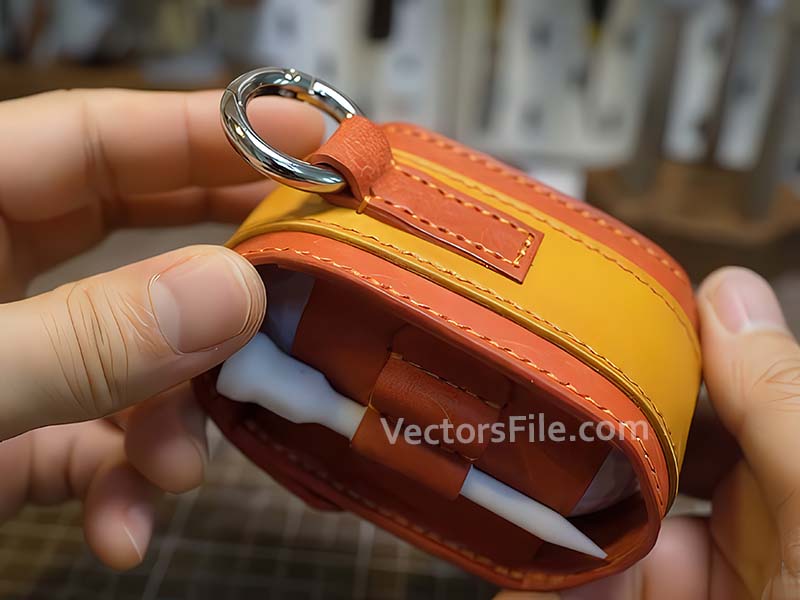 Laser Cut Leather Pouch for Golf Ball with Tee Holder Template